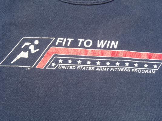 Vintage 1980s Fit to Win US Army Fitness T-Shirt M