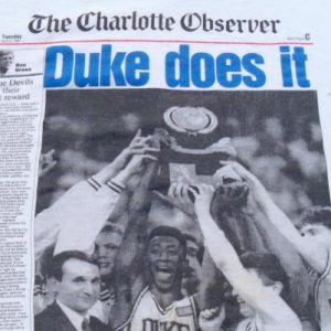 Vintage 1980s Duke Basketball National Champs Cotton T-Shirt