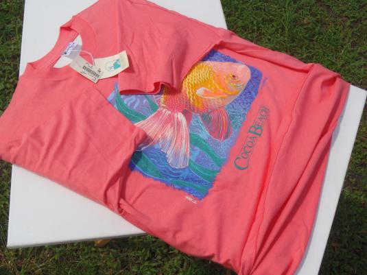 Vintage NOS 1989 Cocoa Beach Goldfish Melon NWT T-Shirt XL