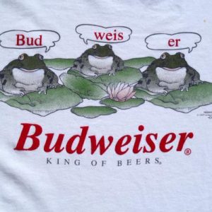 Vintage 1995 Budweiser Frogs White Cotton T-Shirt L