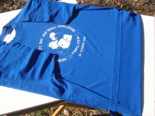 Vintage 1990s Women’s Equality Day Softball Blue T-Shirt XL