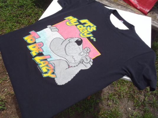 Vintage 1980s Novelty Funny Bear Graphic Black T-Shirt M/L