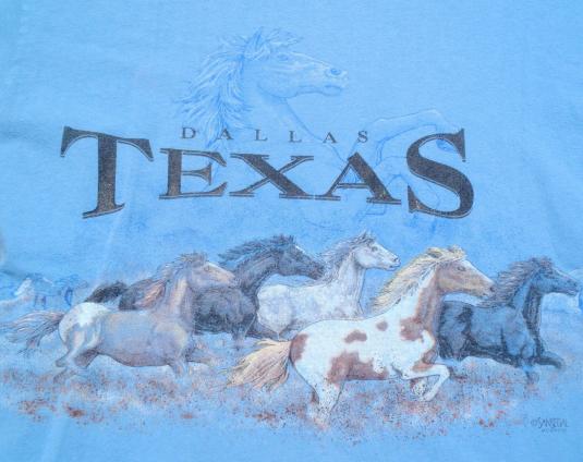 Vintage 1990s WIld Horses Dallas Souvenir Cotton T Shirt L
