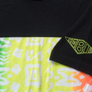 Vintage 1980s Hobie Black and Neon Colors Cotton T-Shirt L