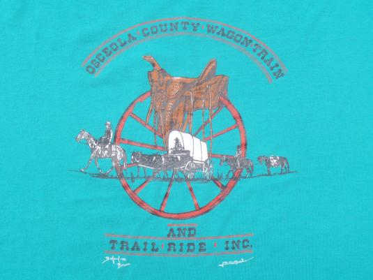 Vintage 1990s Green Osceola County Wagon Train T-Shirt L