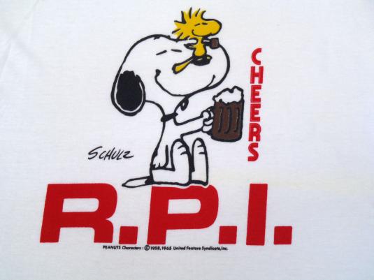 Vintage 1980s Peanuts Rensselaer RPI Cheers T Shirt M/L