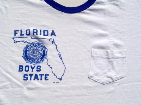 Vintage 1980s Florida Boys State White Ringer T-Shirt S