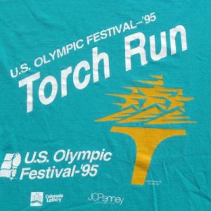 Vintage 1995 Olympic Torch Run Blue Cotton T-Shirt L