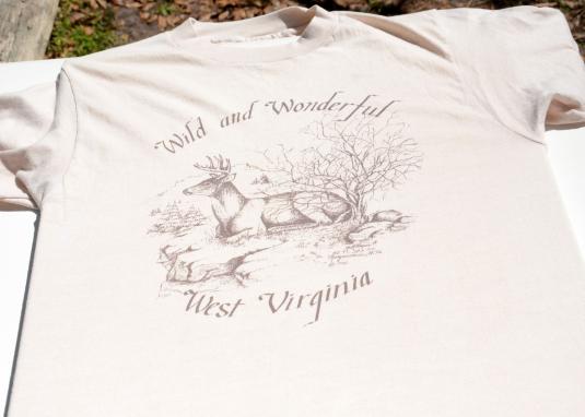 Vintage 1980s Wild Wonderful West Virginia Beige T Shirt M