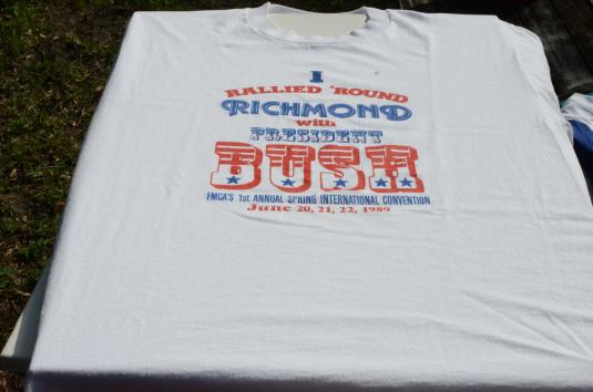 Vintage 1989 George Bush Richmond Rally White T Shirt XL