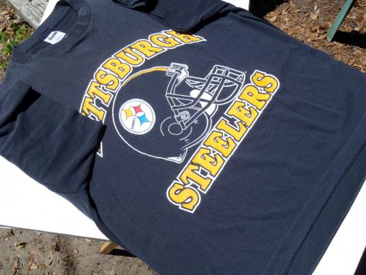 Vintage 1980s Black Pittsburgh Steelers NFL Throwback T Shirt L/XL