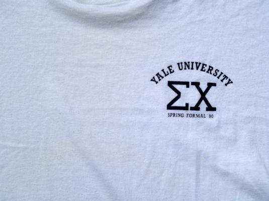 Vintage 1990 Yale Sigma Chi Formal White T-Shirt XL