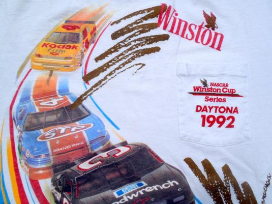 Vintage 1992 Winston Cup NASCAR Daytona Pocket T Shirt L