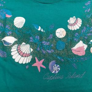 Vintage 1980s Captiva Island Teal Souvenir T-Shirt L