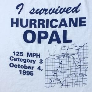 Vintage 1995 I Survived Hurricane Opal White T-Shirt XL