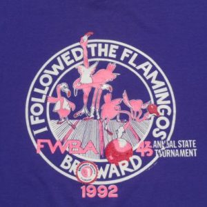 Vintage 1990s Purple Flamingo Bowl FWBA 1992 T-Shirt XL