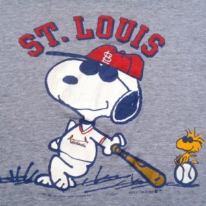 Vintage 1980s Gray St. Louis Cardinals Snoopy Rayon T Shirt L/XL