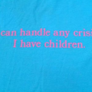 Vintage 1980s Light Blue Funny Crisis Child Parent T-Shirt L