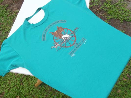Vintage 1990s Green Osceola County Wagon Train T-Shirt L