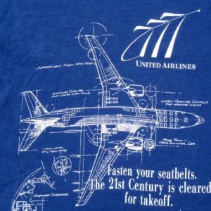 Vintage 1990s United Airlines Boeing 777 Specs T Shirt M