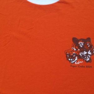 Vintage 1980s Tiger Cub Scout Orange Ringer T-Shirt S/M