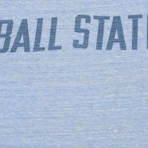 Vintage 1970s Ball State Champion Blue Rayon T Shirt M