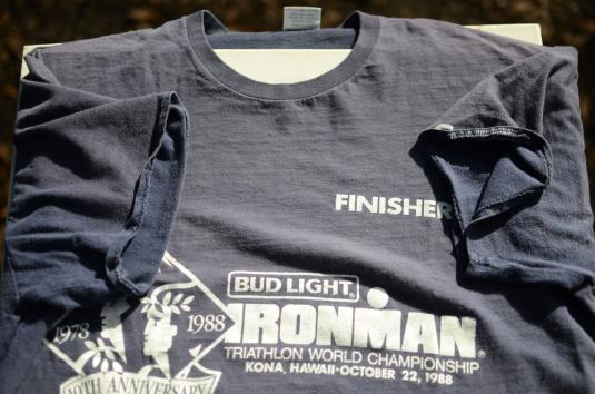 Vintage 1988 Bud Light Ironman Triathlon Navy Crop T-Shirt L
