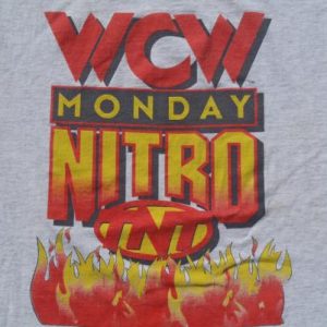 Vintage 1998 WCW Monday Nitro TNT Wrestling Gray T Shirt L
