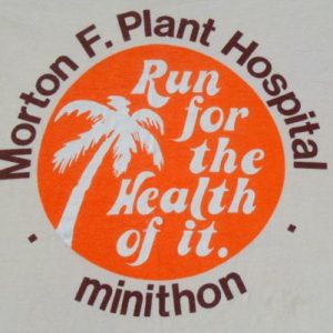 Vintage 1980s Morton Plant Hospital Run Beige T-Shirt M