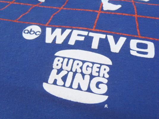 Vintage 1980s Blue WFTV Challenge Run Burger King T Shirt S/M