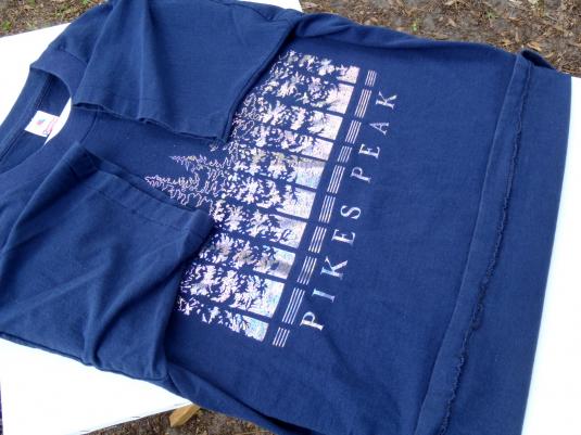 Vintage 1990s Navy Blue Pike’s Peak CO Iridescent T Shirt XL