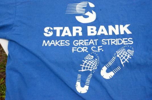 Vintage 1980s Star Bank Charity Walk Blue T-Shirt L