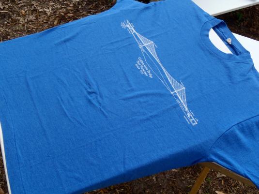 Vintage 1980s Golden Gate Bridge Thin Blue T Shirt XL
