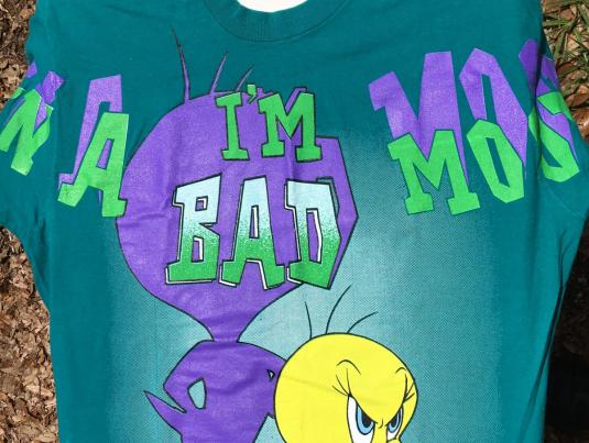 Vintage 1990s Tweety Bird Warner Brothers Aqua T-Shirt XL