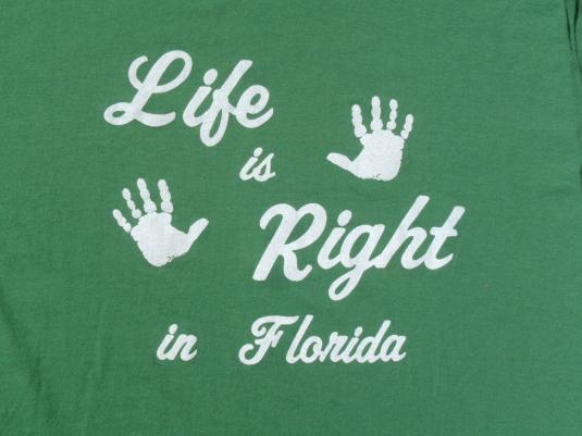 Vintage 1980s Life is Right in Florida Green T-Shirt XL