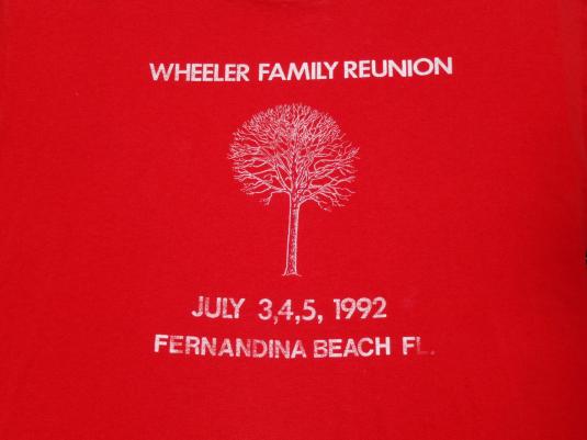 Vintage 1990s Red Wheeler Family Reunion July 1992 T-Shirt L