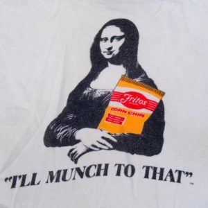 Vintage 1970s White Fritos Mona Lisa Cotton T Shirt M/L