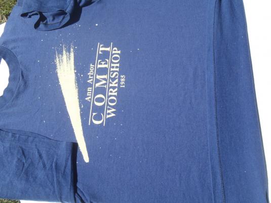 Vintage 1985 Ann Arbor Comet Workshop Navy Blue T-Shirt S/M