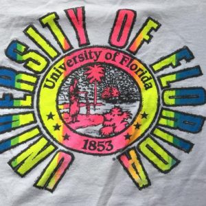Vintage 1980s University of Florida Neon Colored T-Shirt L