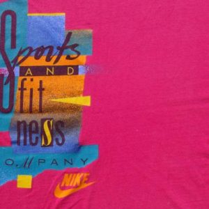 Vintage 1980s Nike Sports and Fitness Company Pink T Shirt L