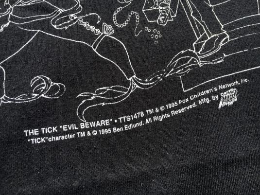 Vintage 1990s The Tick Evil Beware Black Cotton T-Shirt XL