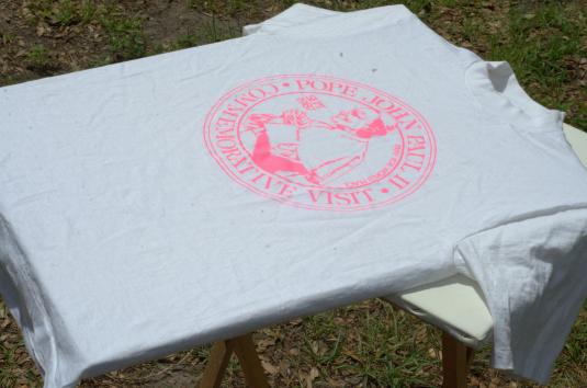 Vintage 1980s White Pope John Paul 1987 Tour Cotton T Shirt