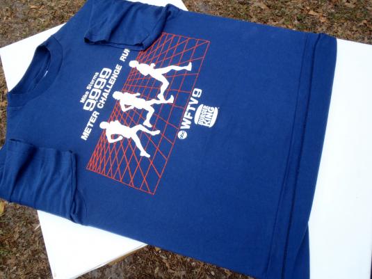 Vintage 1980s Blue WFTV Challenge Run Burger King T Shirt S/M