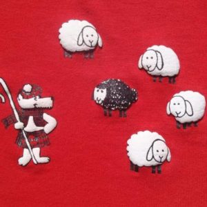 Vintage 1980s Red Puffy Sheep and Wolf T-Shirt L