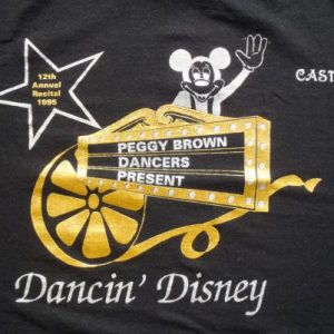 Vintage 1995 Black Dancing Disney Peggy Brown T Shirt S