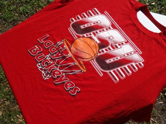 Vintage 1980s OSU Lady Buckeyes Basketball Red T Shirt XXL