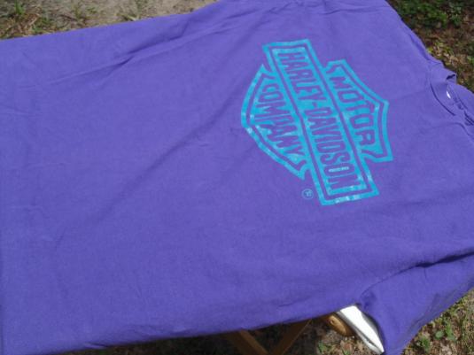 Vintage 1990s Purple Harley Davidson Credit Cotton T Shirt L
