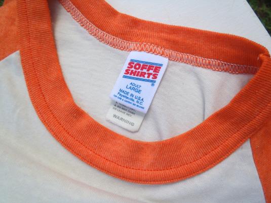 Vintage 1980s Hooters Owls Orange Baseball T-Shirt L