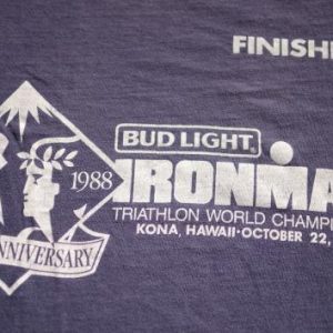 Vintage 1988 Bud Light Ironman Triathlon Navy Crop T-Shirt L