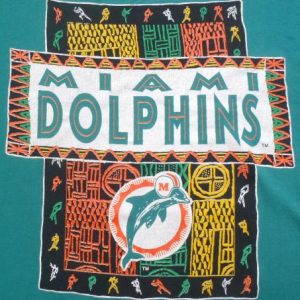 Vintage 1990s Aqua Miami Dolphins Cotton Throwback T Shirt L